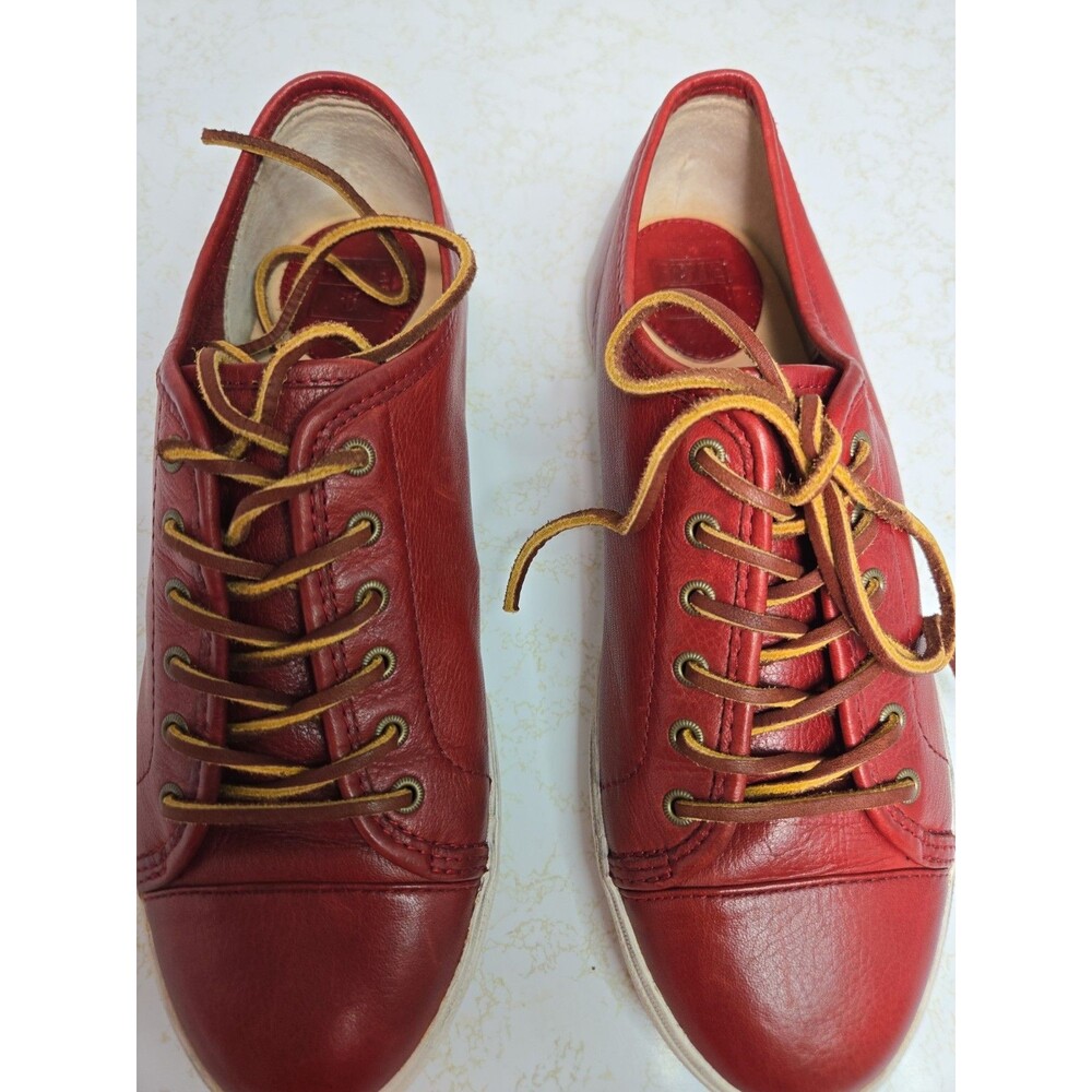 Frye Mindy Low Lace Sneakers Casual Shoes, Brown Leather, Women's Size 8